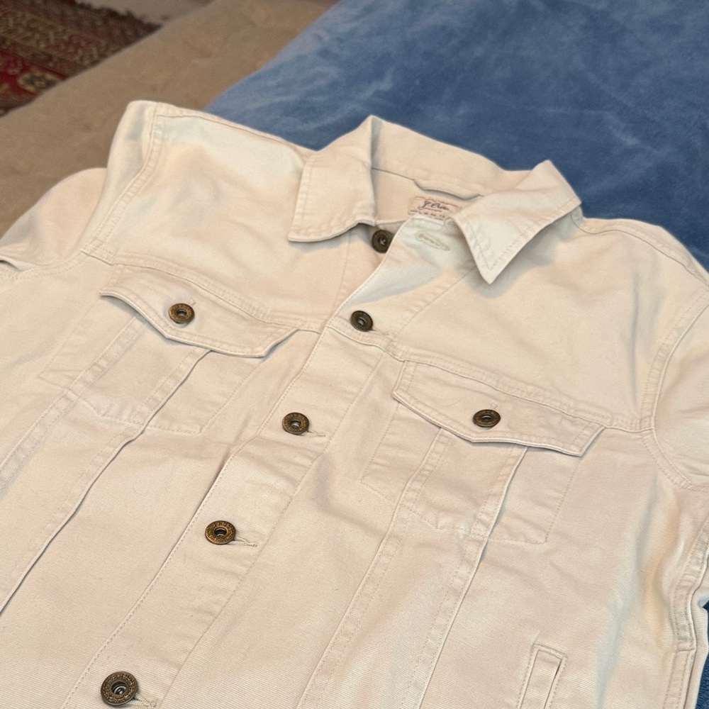 J. Crew light beige denim/canvas jacket. Unlined. Never worn